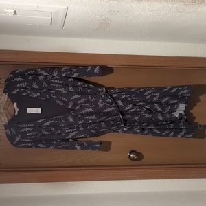 Loft Plus, 18, gray wrap dress with floral print